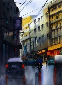 Sarfraz Musawir, Kharadar Karachi, 11 x 15 Inch, Watercolor on Paper, Cityscape Painting, AC-SAR-120